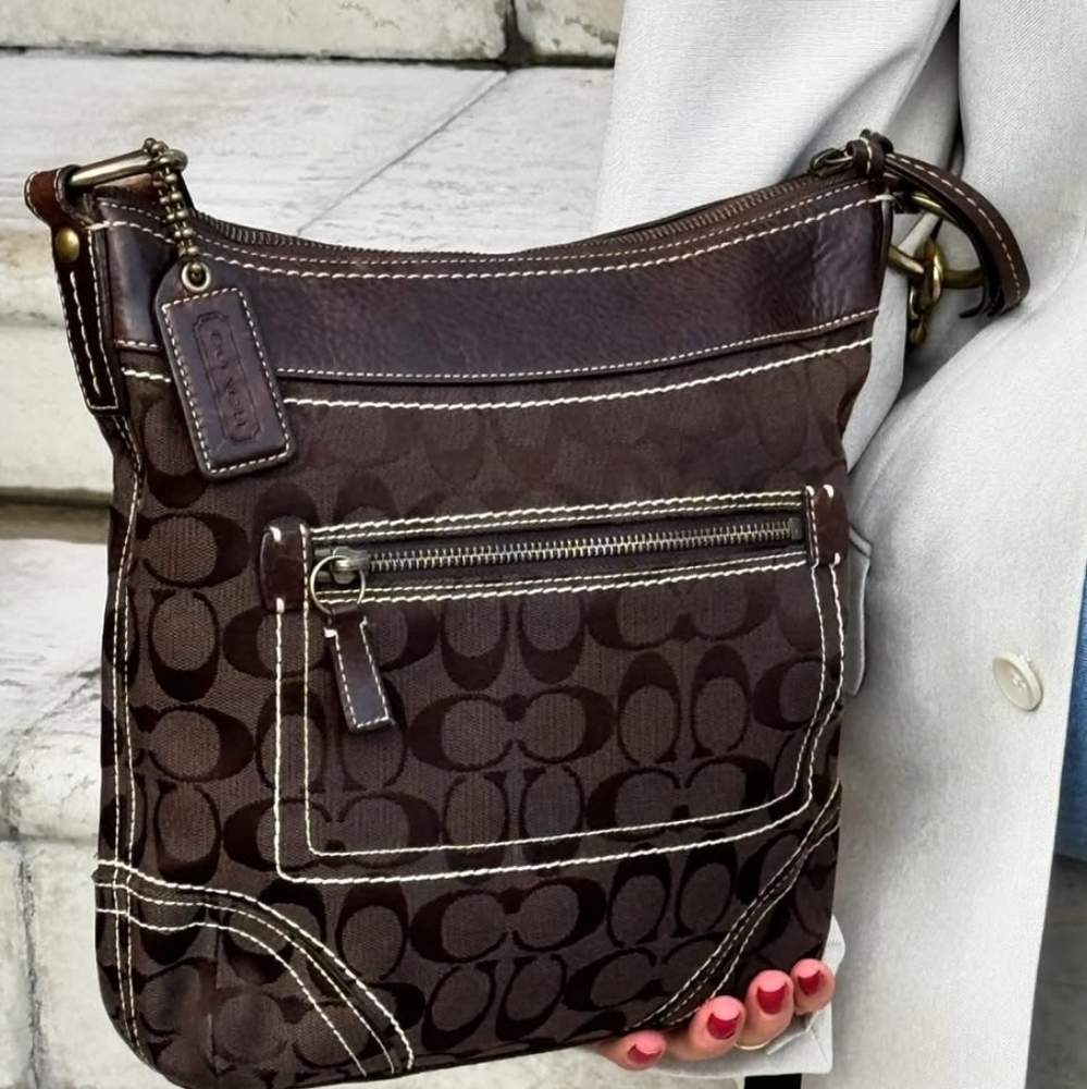 VINTAGE Coach Legacy Signature Monogram Canvas  Crossbody Bag  NWOT